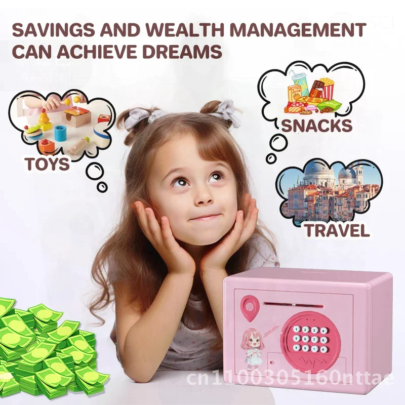 Iggy Bank créatif automatique roulant d'argent Atm mot de passe empreinte digitale pièce de monnaie économie d'argent semblant jouer jouet enfants anniversaire Gif