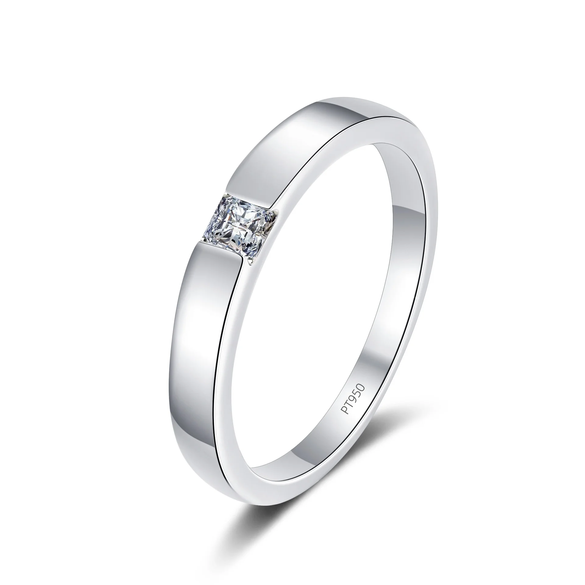 Coppia anelli 0.3 carati quadrato Moissanite diamante modelli Unisex moda semplice Pt950 platino gioielli da sposa scintillanti di lusso