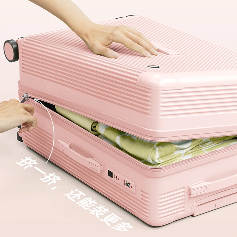 Nova bagagem de viagem durável mala de cabine de 20 polegadas com suporte de copo e mala de zíper de grande capacidade de 28 polegadas com roda silenciosa