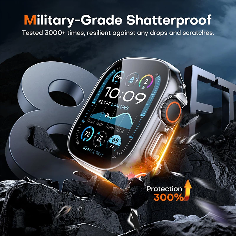 Tempered Glass+case For Apple Watch Ultra 2 49mm smartwatch PC Bumper+Screen Protector  Cover iwatch series band Accessories
