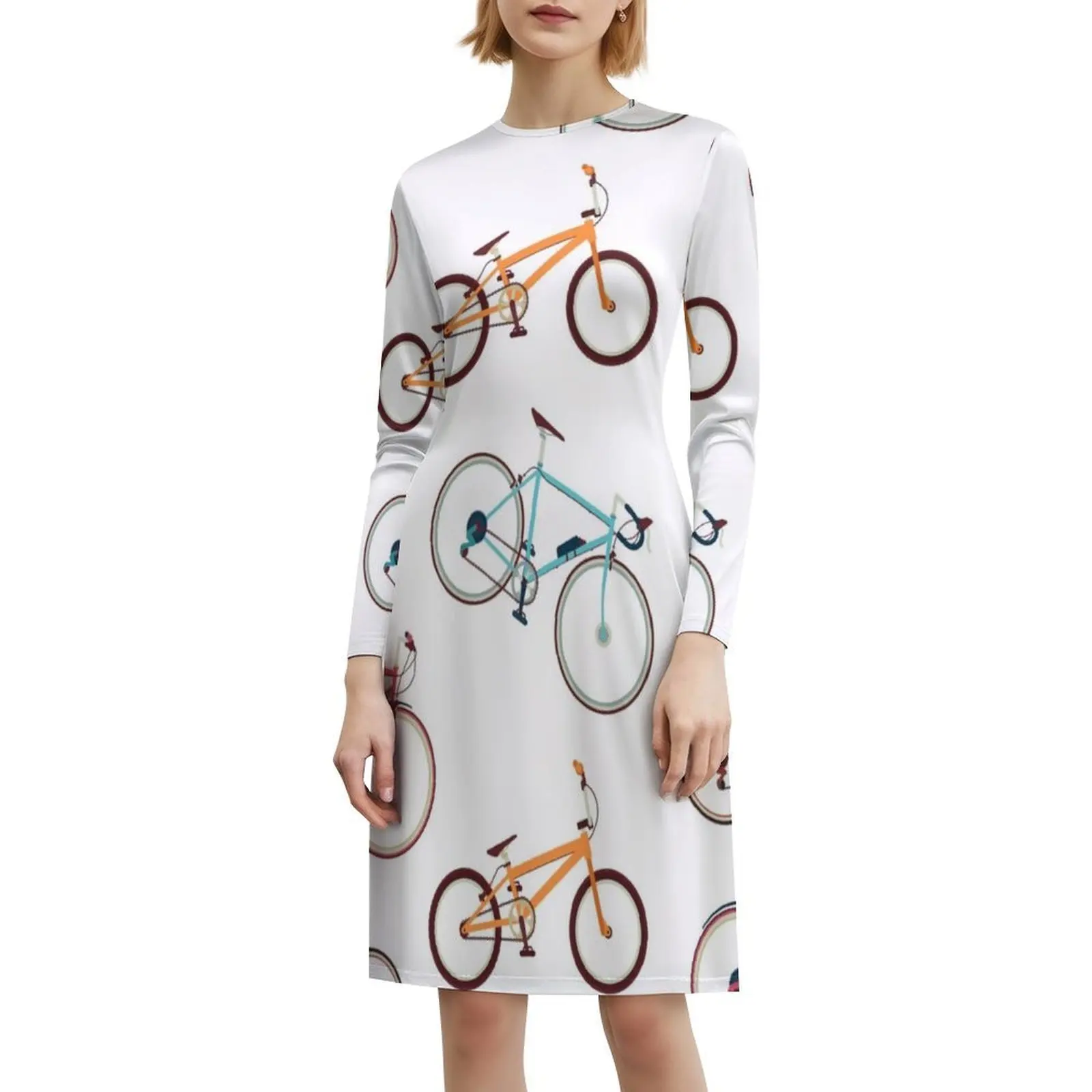 فستان على الطراز الكوري لسباق الدراجات الهوائية للنساء، فستان كاجوال أنيق للحفلات أو الارتداء اليومي، دراجة الطريق، الكثير من الدراجات