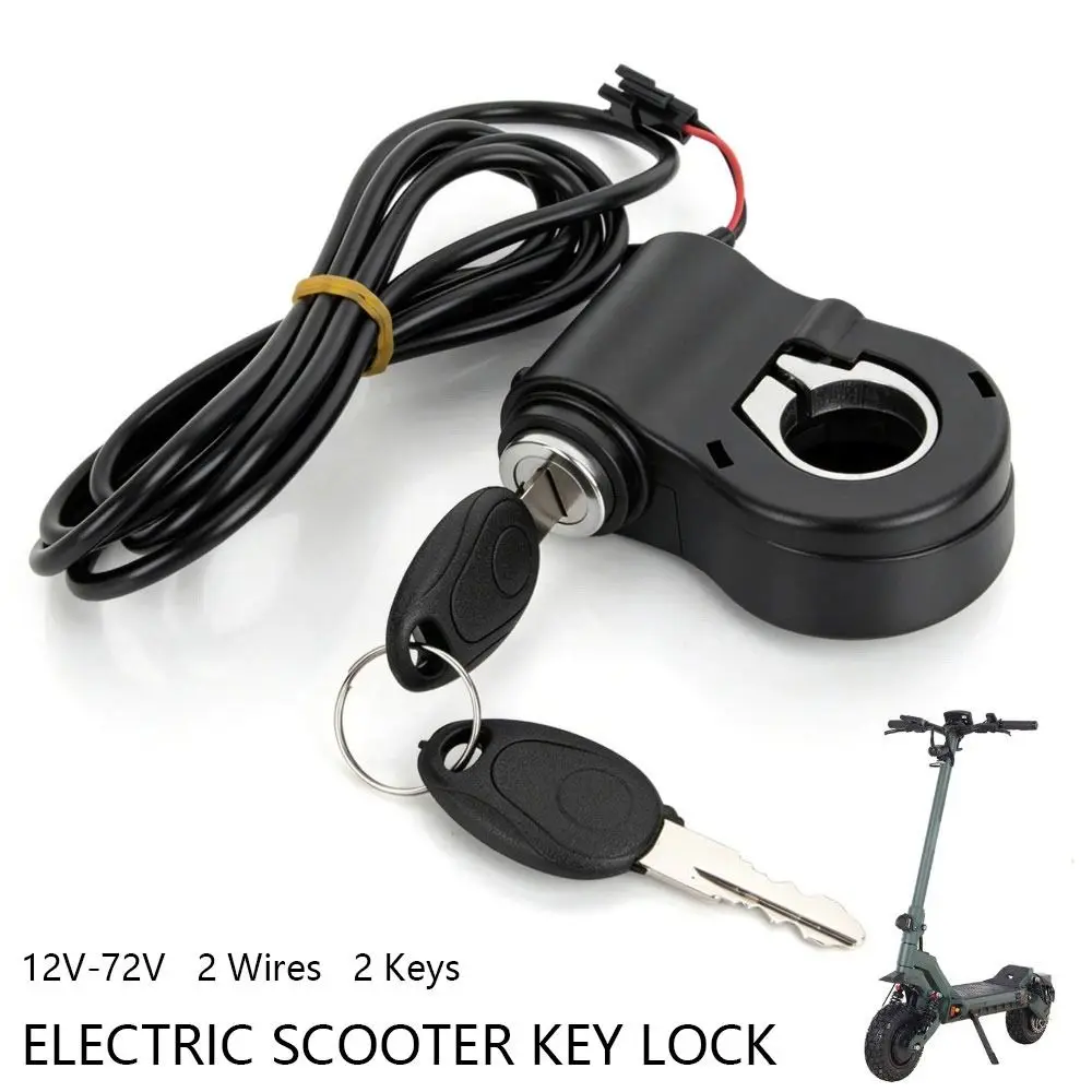 1Pcs 12V-72V Ebike Key Switch Lock 2 Keys Aluminum Alloy Starter Switch Lock Universal 2 Wires Anti Theft Key Switch