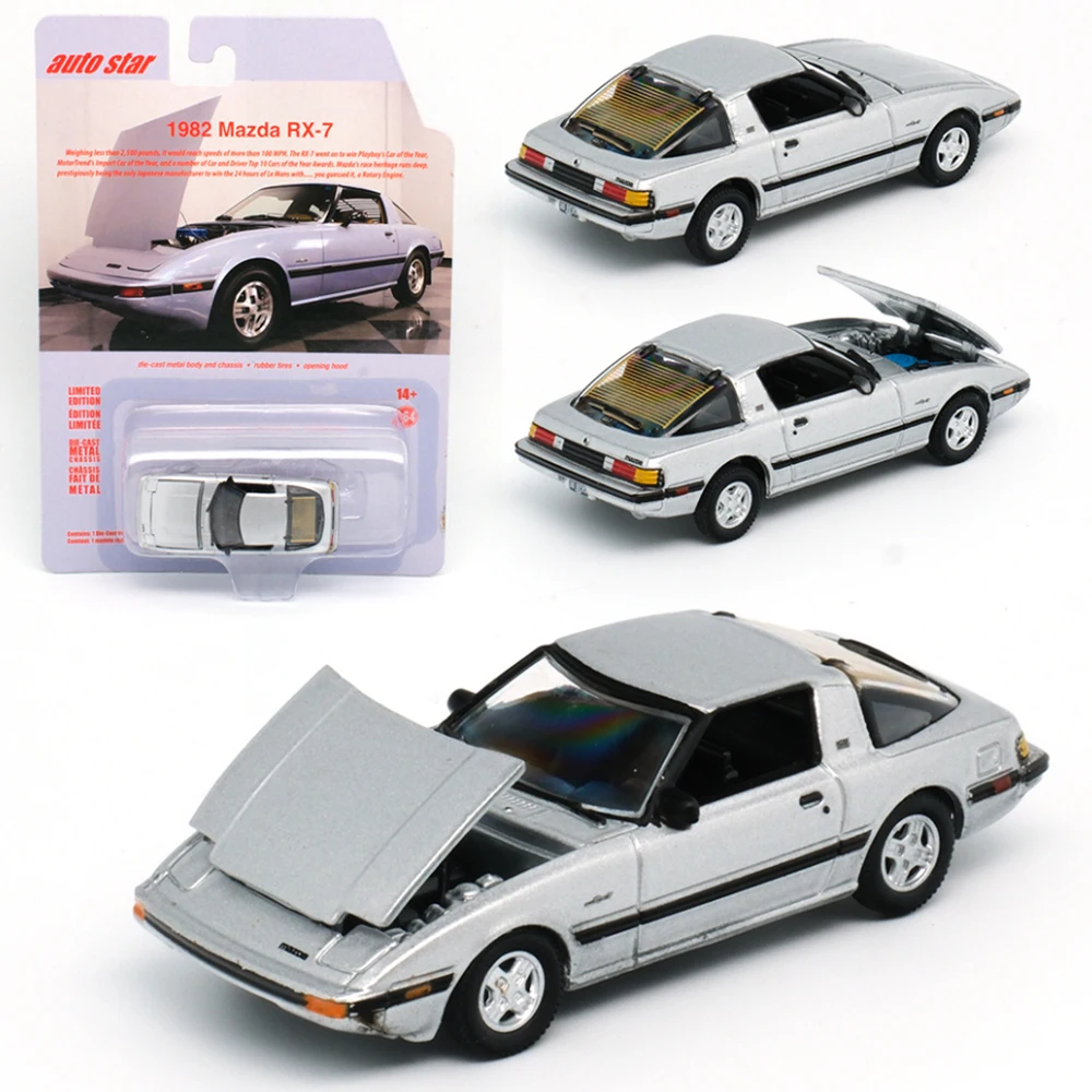 1/64 Diecast Mazda RX-7 Auto World AS Alloy Model Car Johnny Lightning Car Modern Muscle Vintage Hidden Touring Version Gift Toy