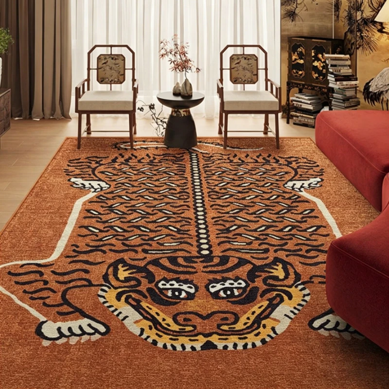 

Carpet for Living Room Non-slip Machine Washable Bedroom Floor Mat Tiger Rug Large Size Rugs French Style Home Decoration Ковер