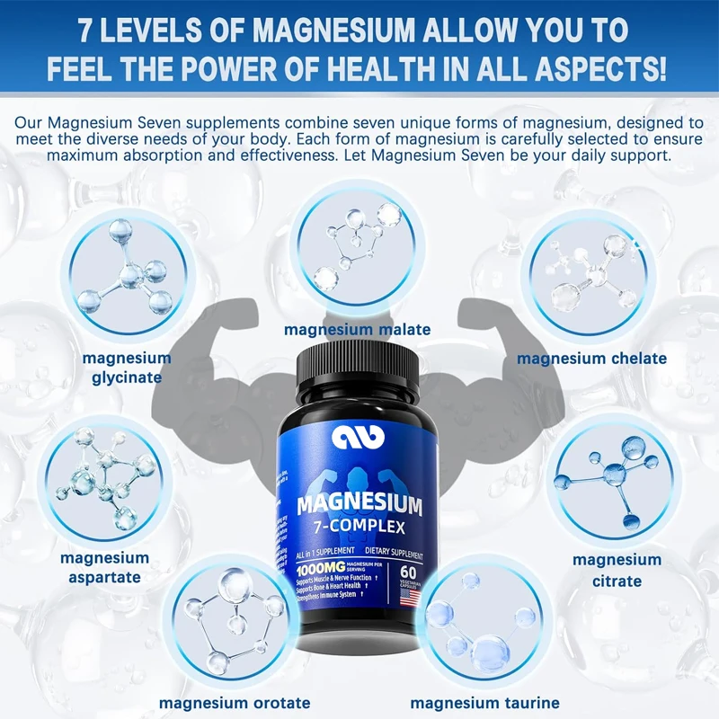 Magnesium complex, magnesium glycinate, citric acid, malic acid, chelates, taurine, Orotate aspartic acid 7-in-1, muscle relief