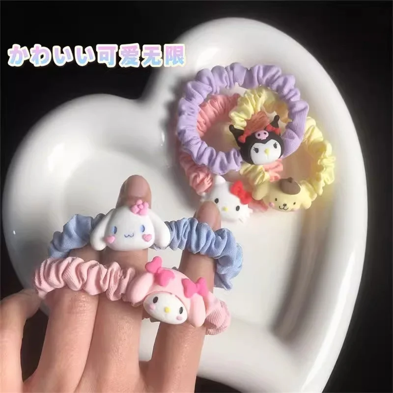 Sanrio Kawaii POMPOMOURIN Cinnamon Roll KuromPochacco Girls Hair Bands Cute Cartoon Hair Rope Elastic Headband Hair Holiday Gift