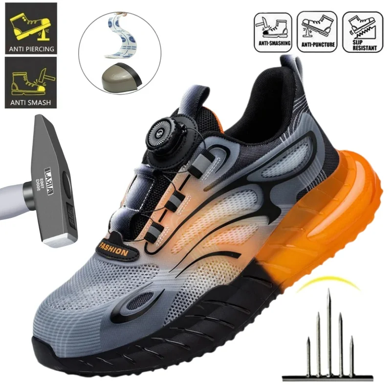 

Indestructible Men Safety Boots Anti-smash Anti-stab Construction Work Steel Toe Male Work Boots Work Safety Industrial Shoes