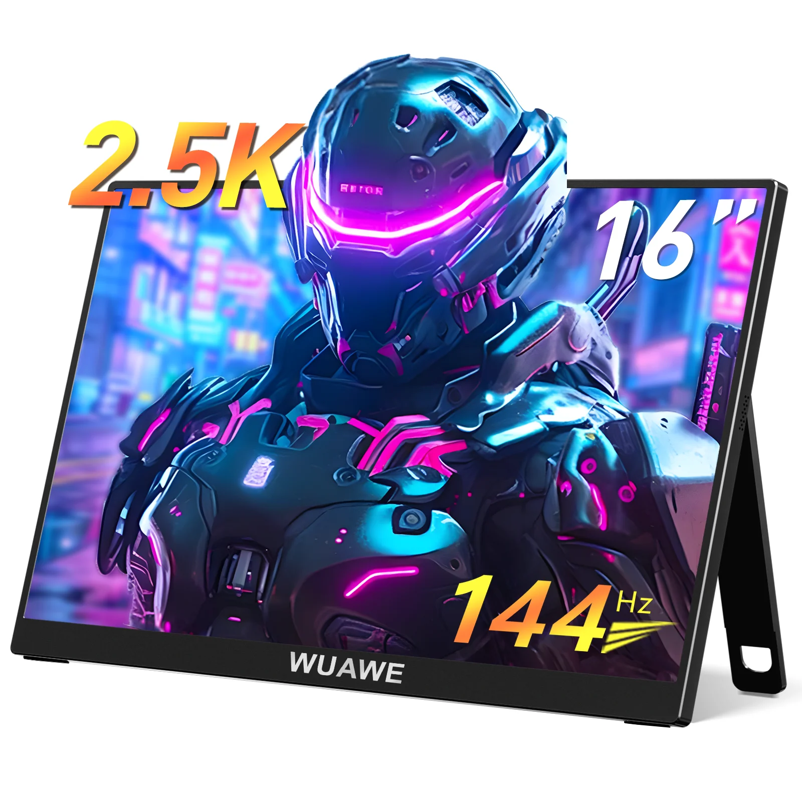 WUAWE 2.5K 16 inch Portable Monitor for Laptop ，USB C HDMI Gaming Ultra-Slim IPS Display w/Smart Cover & Speakers,HDR Plug&Play