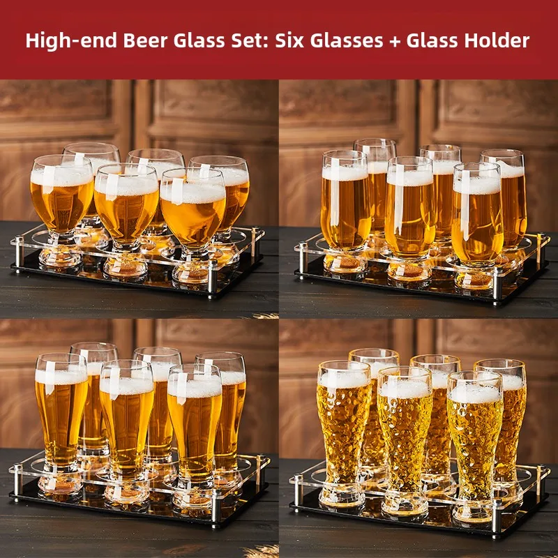 New Premium Beer Glasses Luxury Gold Foil Thickened Glass Large Capacity Tap Beer Cup Set for Home Use European Style Beer Cups