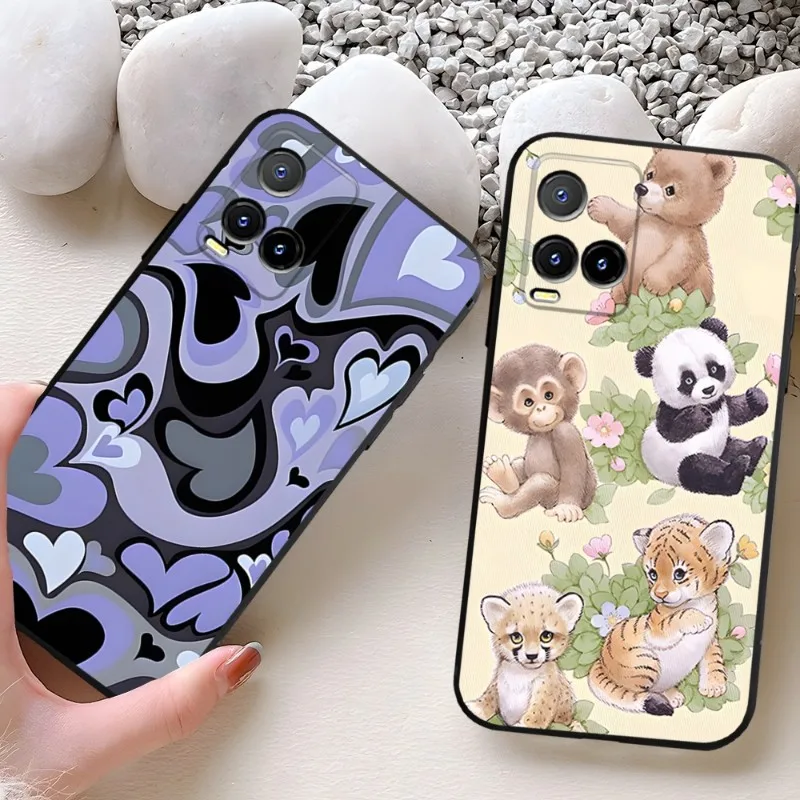 Latte Love Brown Heart Aesthetic Phone Case For VIVO T1 Y33S Y31 Y21 Y76S Y74S Y73 X80 NEO5 IQOO Z6 9 NEO5SE S12PRO Y26S V23 PRO