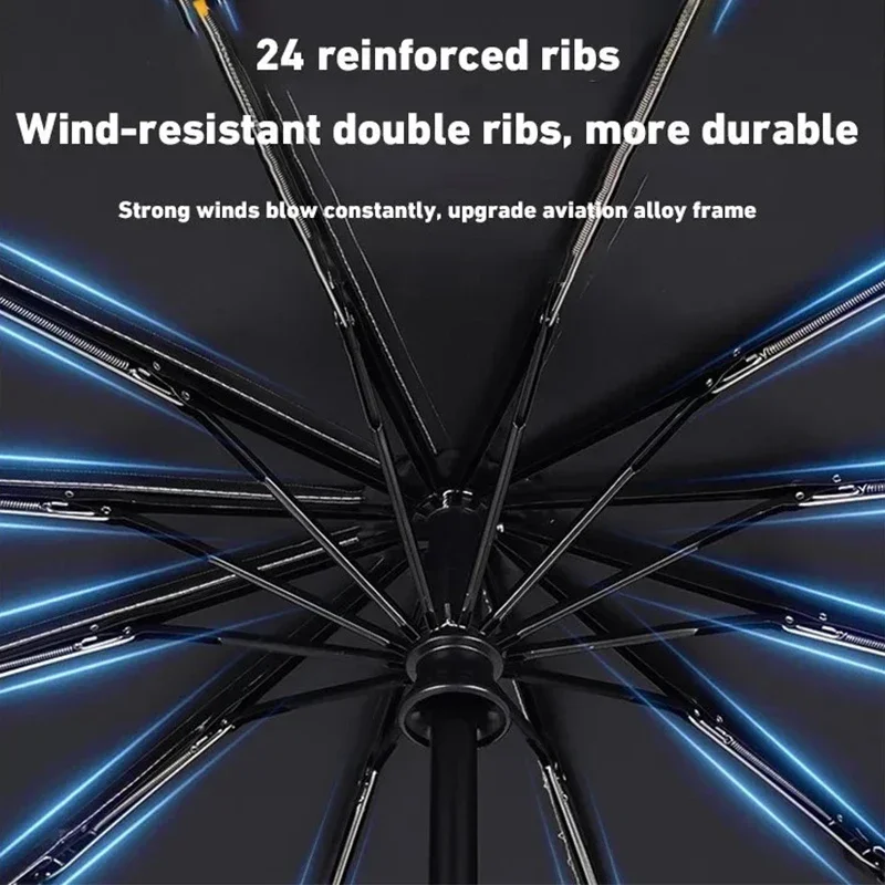 Ombrello automatico Xiaomi 24 Ombrello automatico in tinta unita a forma di osso Luce pieghevole Parasole esterno di grandi dimensioni Protezione UV