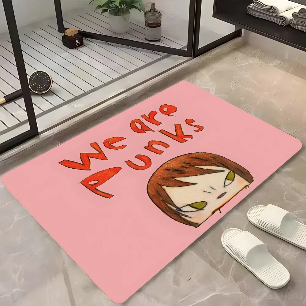 Cartoon Japanese Sleepwalking Dolls Yoshitomo Nara Artworks Art Floor Mat Doormats Home Carpet Foot Mat Bathroom Absorbent Mats