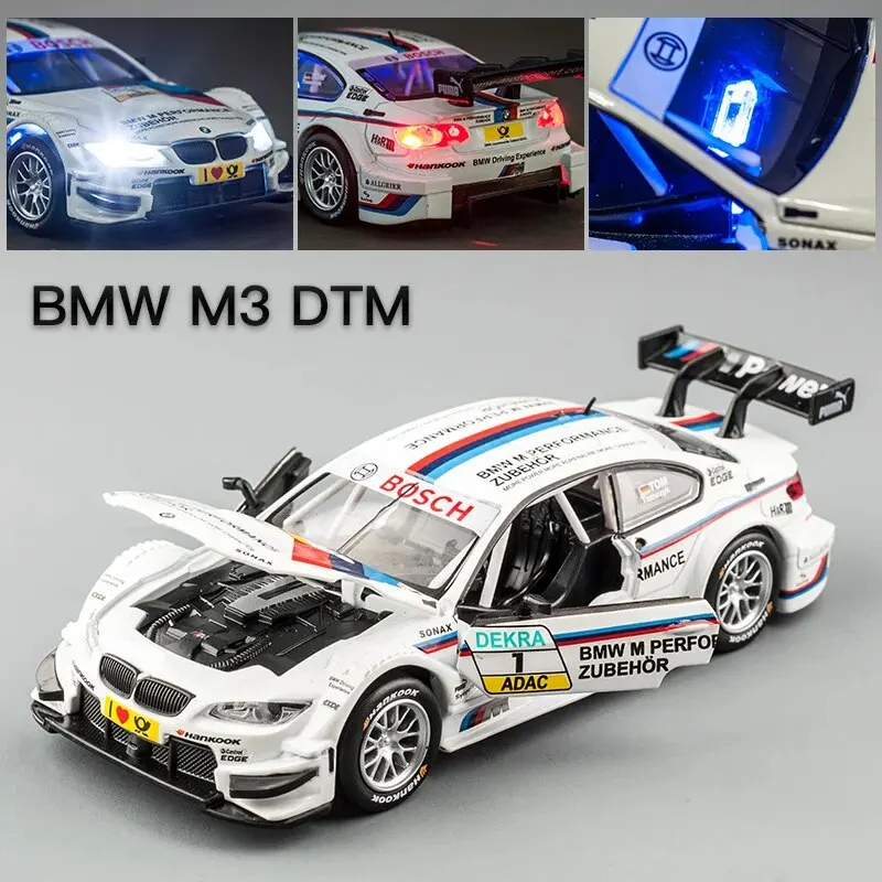 1:24 Scale BMW GT Race Car Model: Detailed Diecast Metal, Openable Doors, Hood & Trunk, Authentic Sound & Lighting, Reverse Func