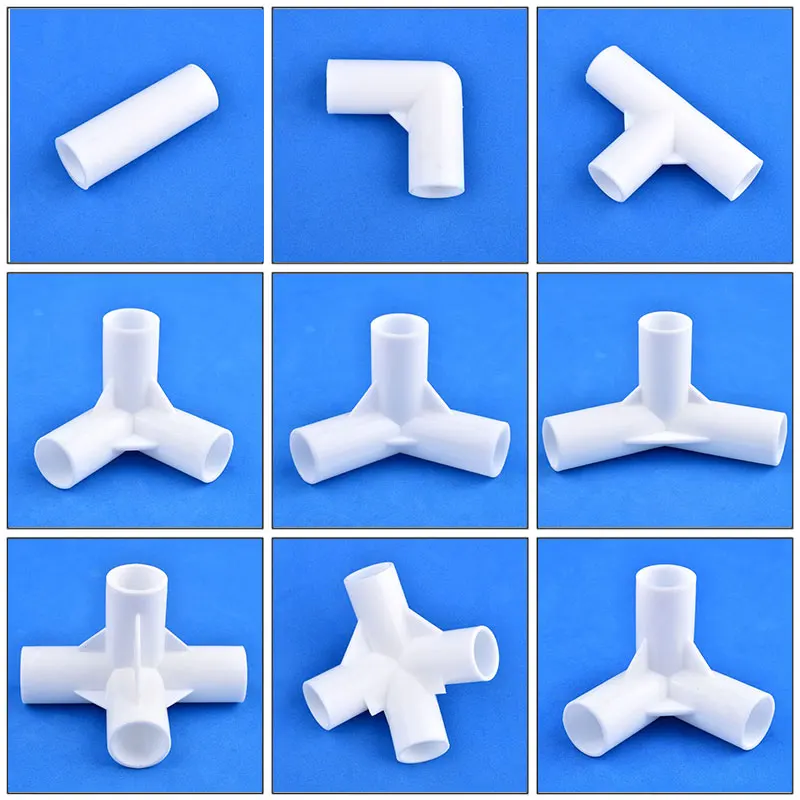 2/5/10Pcs 16mm White Straight Tee Elbow Connector 90 120 135 Degree Three-Dimensional 3-way 4-way Joint DIY Tent Fixed Fittings