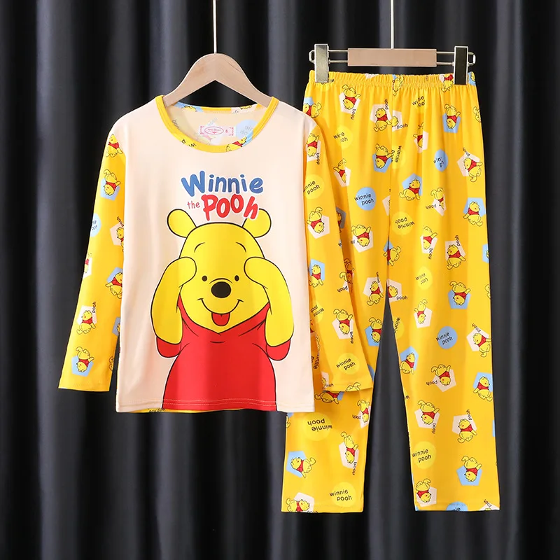 New Spring Summer Children\'s Pajamas Sets Donald Duck Cartoon Boy Long Sleeved Sleepwear Kids Winnie Bear Set Baby Girls Pyjama