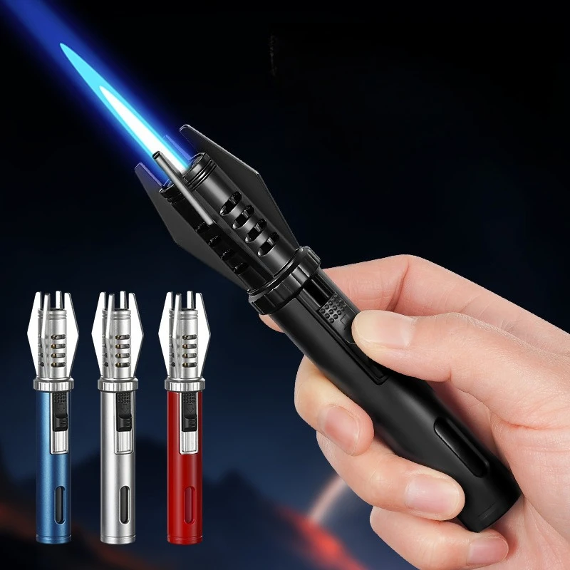 High Temperature Windproof Blue Flame Butane Gas Torch Lighter Visual Gas Window Safety Lock Fire Switch Kitchen Cigar Lighterss