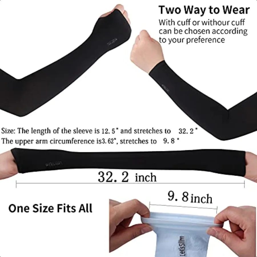 12 paires de manchons de Protection solaire bras de refroidissement UV hommes femmes sport avec trou pour le pouce pour la conduite golf pêche cyclisme randonnée Doin