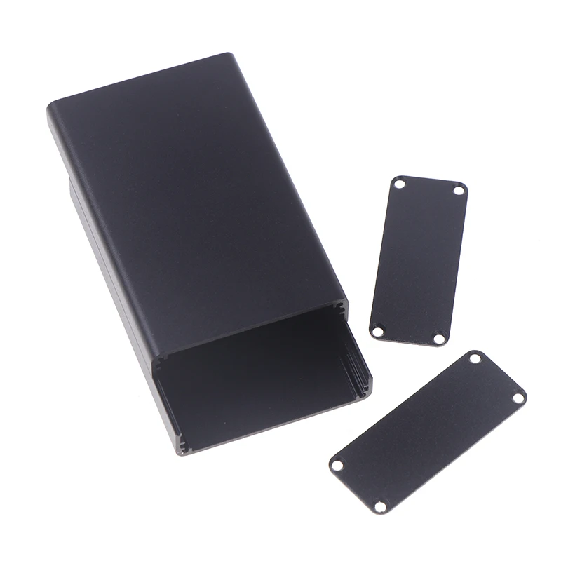 Aluminum PCB Instrument Box Enclosure Electronic Project Case Panels Screws DIY Built-in Grooves Black 80x50x20mm