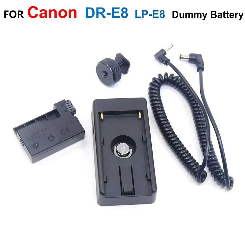 DR-E8 DC Coupler LP-E8 Dummy Battery With NP F550 F750 F970 Battery Adapter Plate Kit For Canon EOS T3i 600D 650D 700D X4 X5 X6i