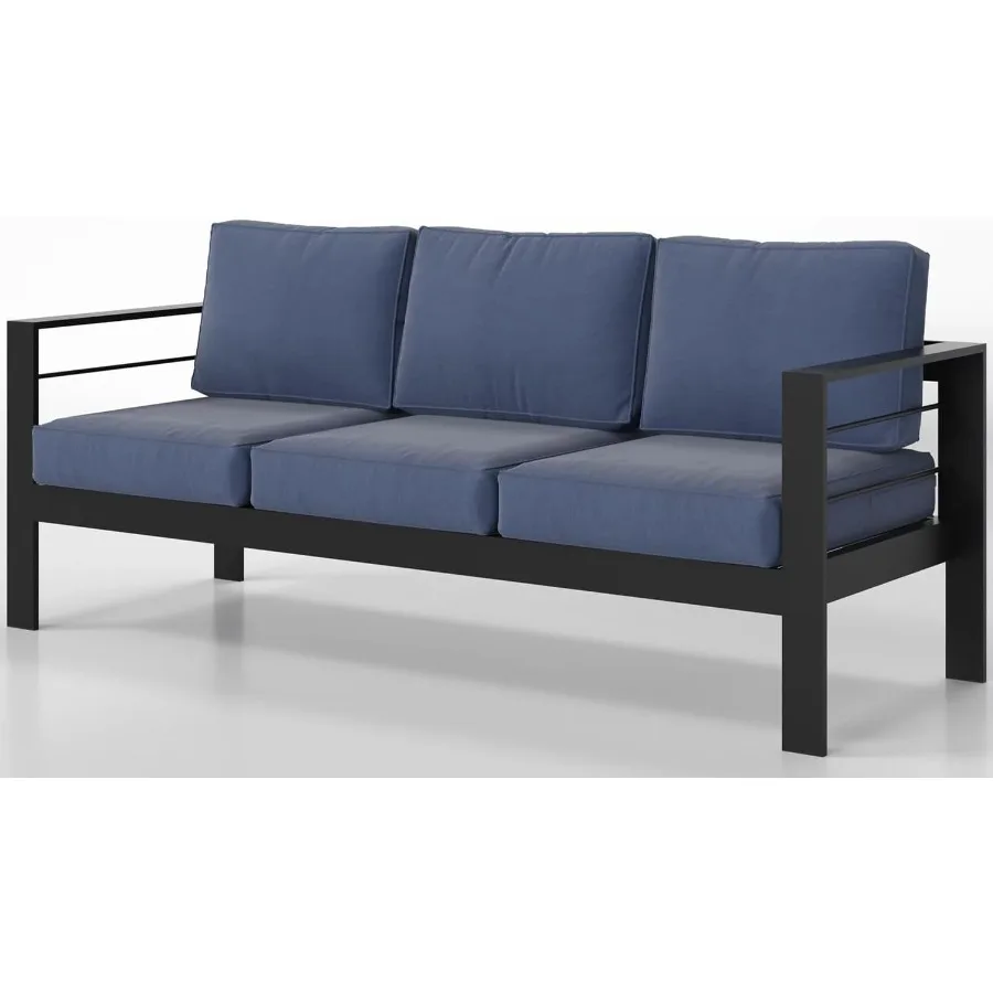 

Outdoor Couch Aluminum Patio Furniture Sofa 3 Seat AllWeather Metal Patio Couch with 5 Thick and Soft Cushion and Wide Arm Outd