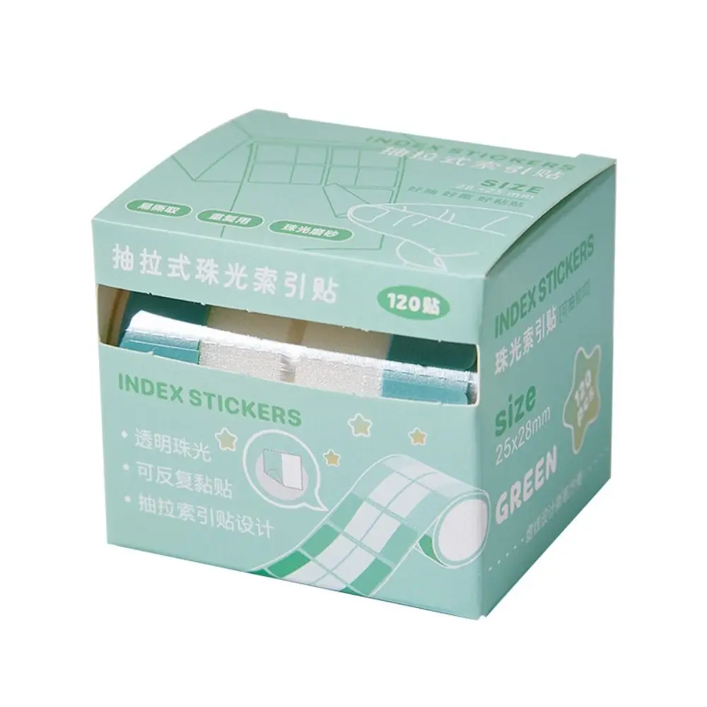 Transparent Pearl Pearlescent Sticky Tabs Aesthetic Stationery Writable Pull-Out Label Stickers Back Full Adhesive Blank