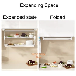 Pull Down Kitchen Folding Shelf Cabinet Spice Dish Storage Rack Lifting Basket