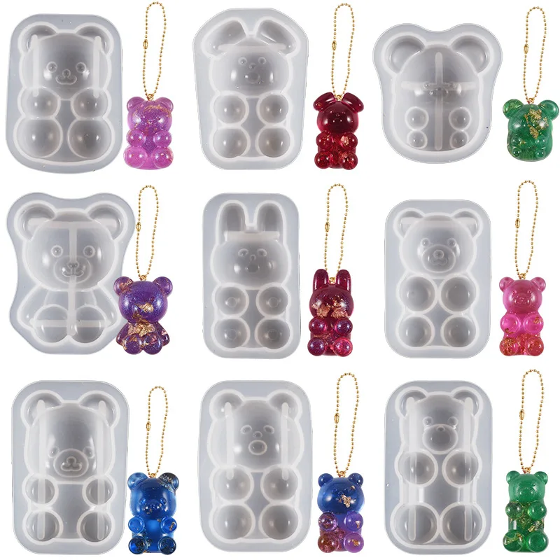 Semi-dimensional Bear Silicone Mold Crystal Resin Epoxy Molds Jewelry Pendant Mold DIY Craft Decoration Keychain Pendant