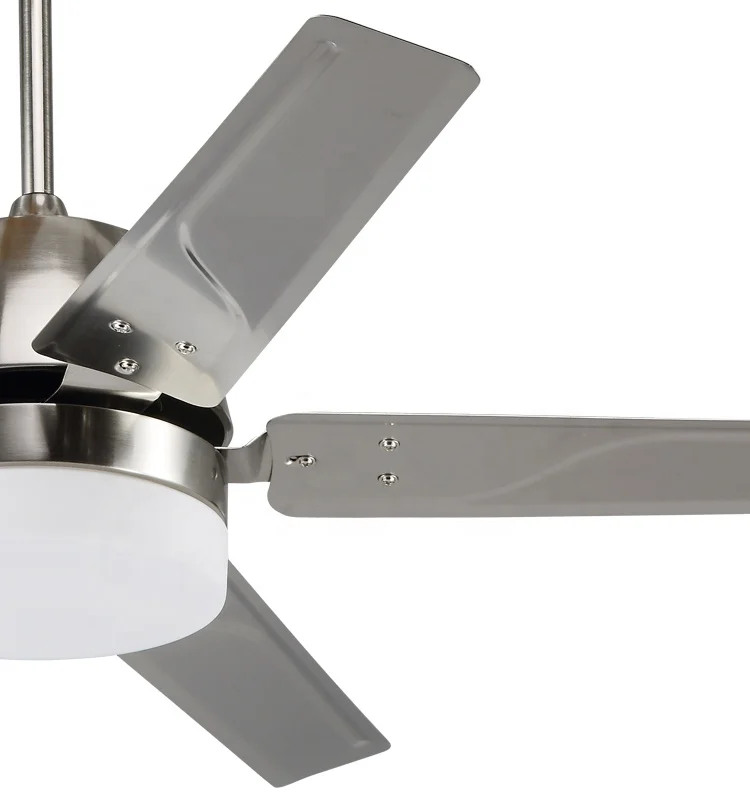52 Inch 5 Metal Blades Cb Approved 220v 127v Ac Remote Control Brushed Silver Luxury Fancy Ceiling Fan With Led Light