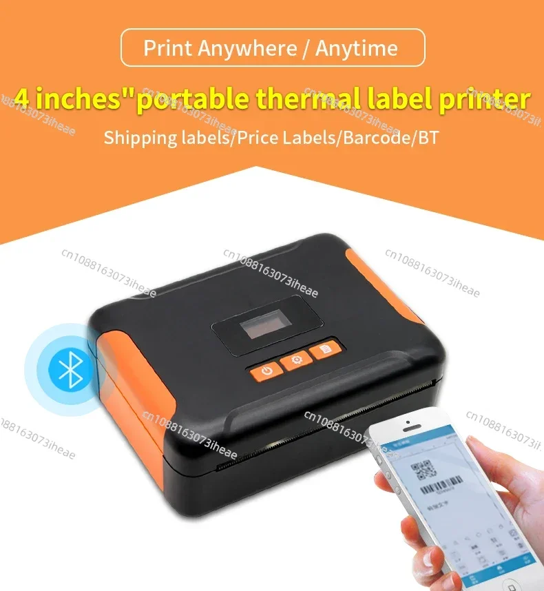 4-inch Portable Direct Thermal Mobile Receipt Barcode Printer with Bluetooth