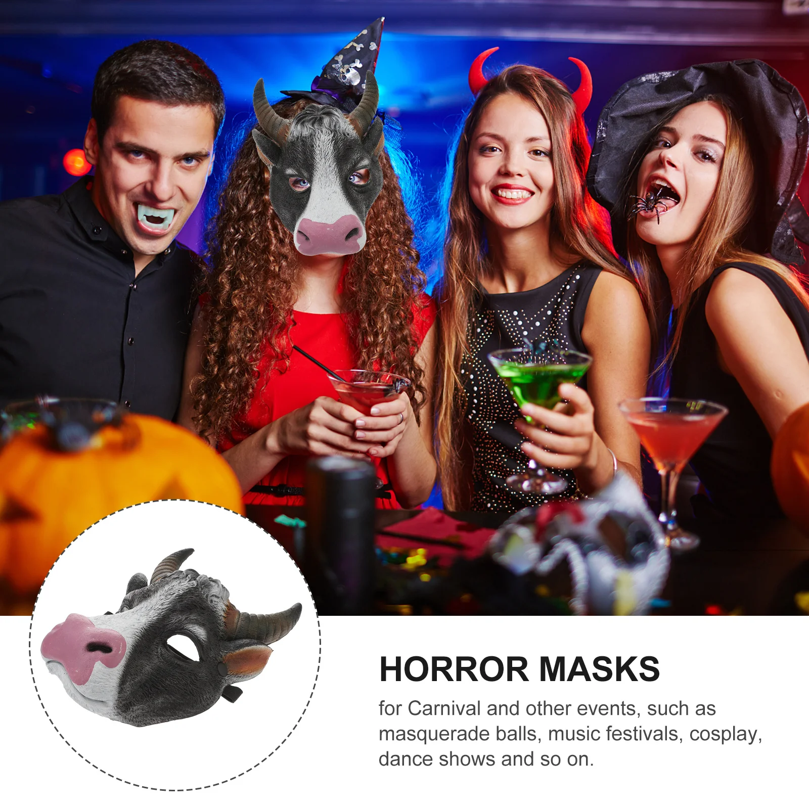 

1Pcs Ox Head Mask Lightweight PU Material Comfortable Fit for Carnival Party Cosplay Masquerade Ball Halloween Horror Costume