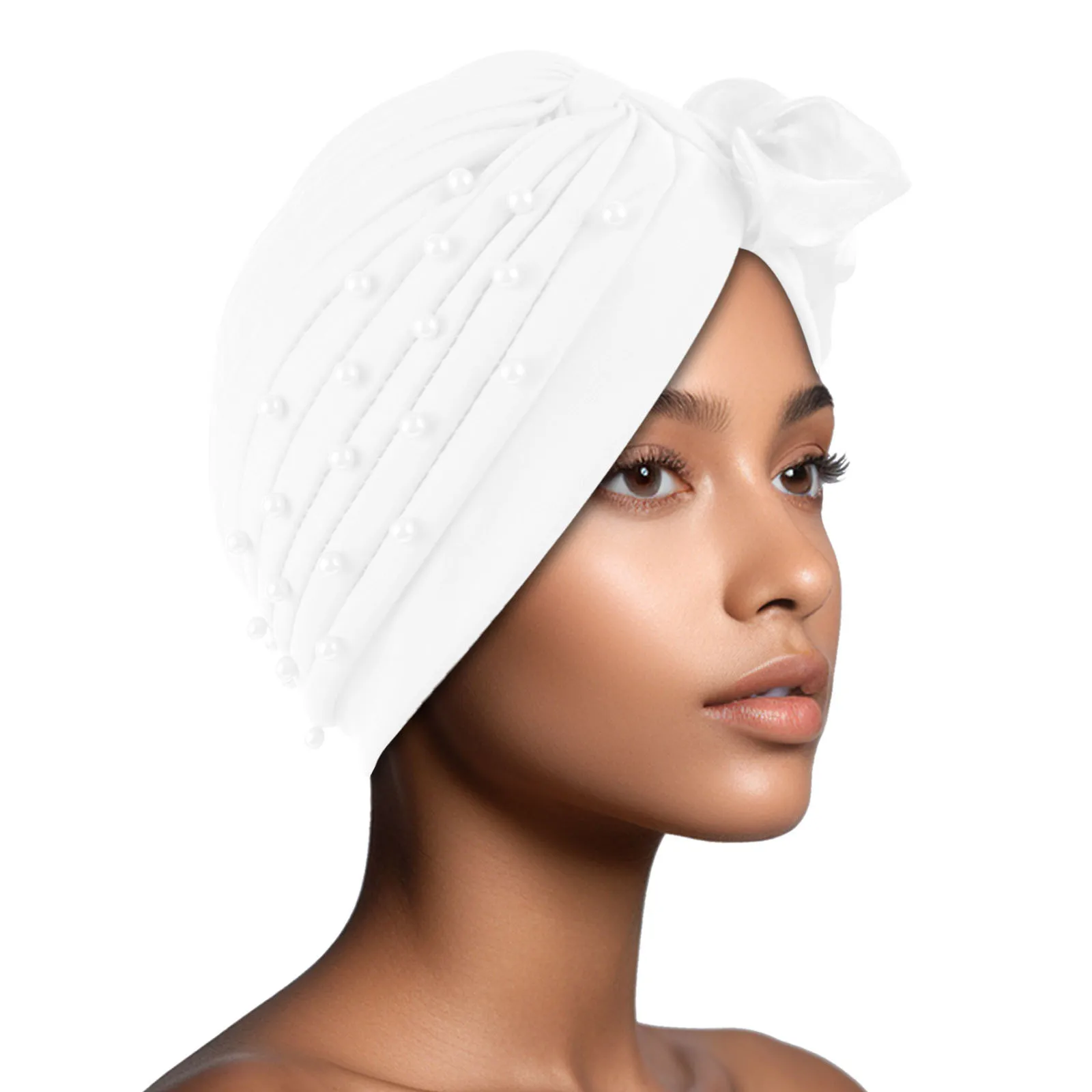 

Новый женский жемчужный бисер, капот, цветок, тюрбан, шапочка, индийская шляпа, химиотерапия, платок, мусульманский хиджаб, повязка на голову, тюрбан от выпадения волос, Mujer