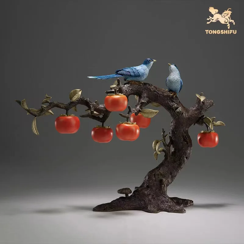 Large 2023 HOME STORE COMPANY Prosperous Auspicious GOOD LUCK BIRDS Mascot TOP grade COPPER carving statue XI SHI LIAN LIAN