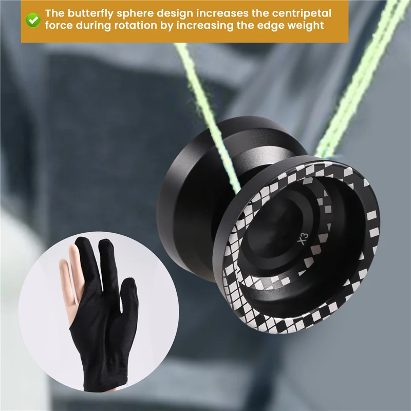 -AA04 Unresponsive LIGHT CHASER X3 Competitive Yo-Yo,Alloy Yoyo For Beginners,And Practise Tricks With Glove And Strings