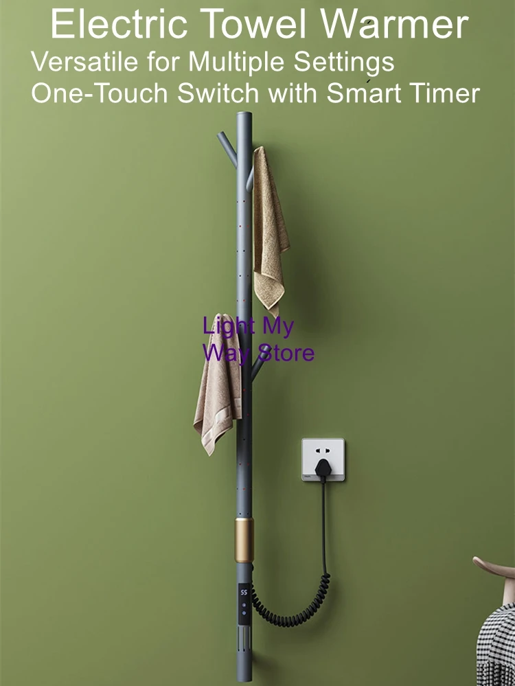 Electric Towel Warmer Smart-Controlled Electric Towel Warmer for Home Bathrooms - No Drilling Required