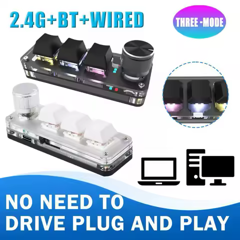 Macro Mechanical Keyboard RGB Mini Gaming Custom Programming Red Switch 3 Keys 1 Knob 2.4G Wireless Bluetooth Knob Keypads