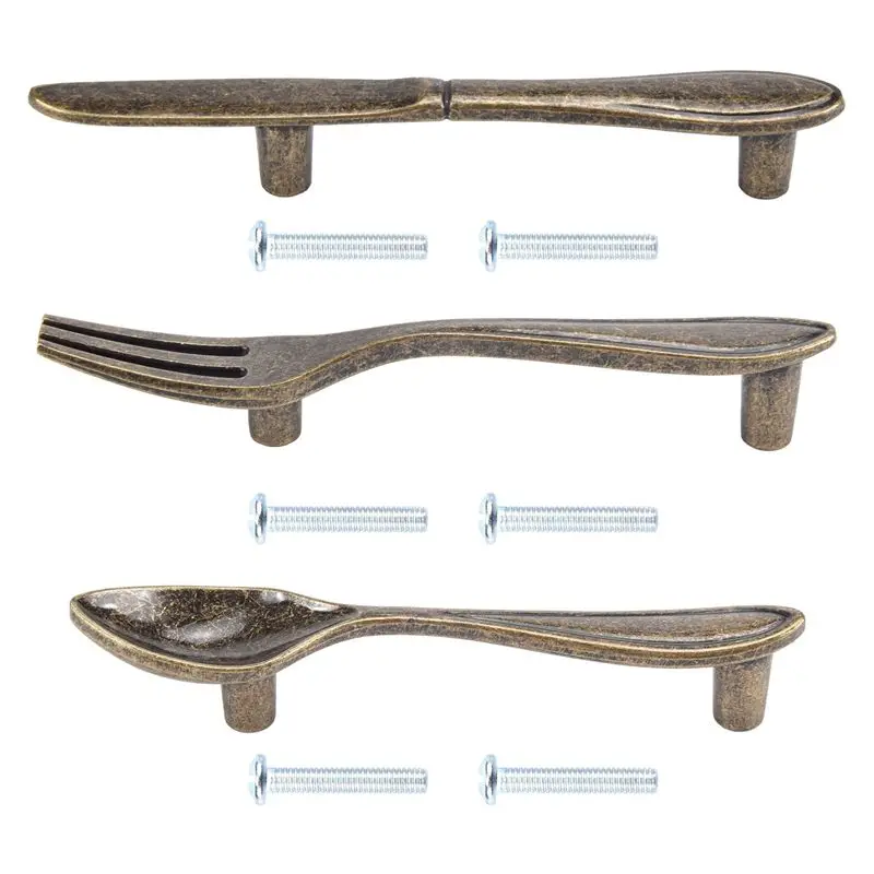 B69C 15 Pcs Knife Spoon Fork Kitchen Cabinet Closet Drawer Pull Handles Knobs 3-Inch Center To Center