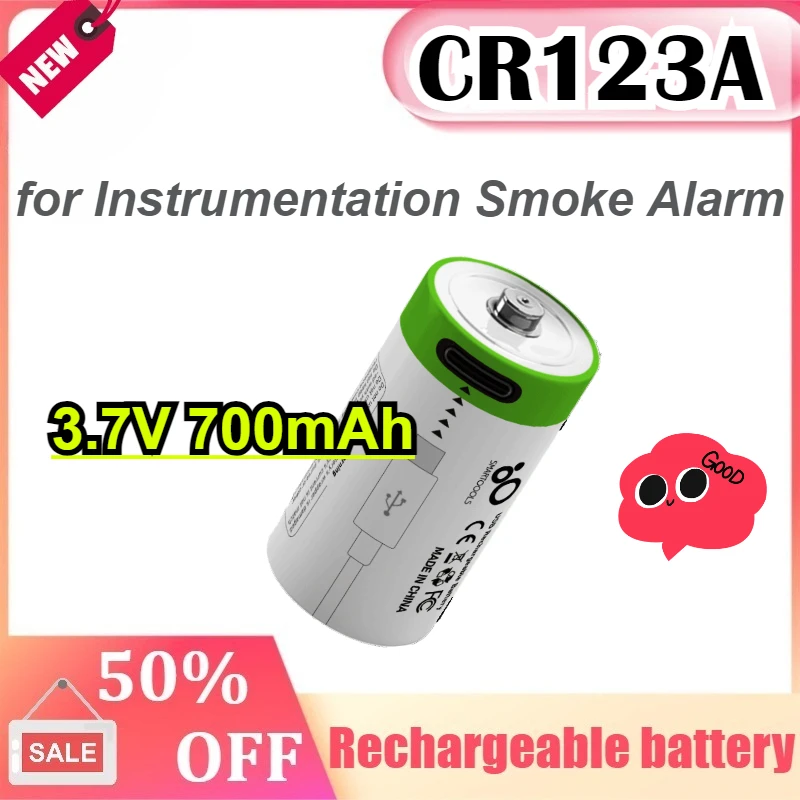 

3.7V 700mAh CR123A Large Capacity Lithium Battery for Instrumentation Smoke Alarm Mobile Phone Charging Wireless Camera