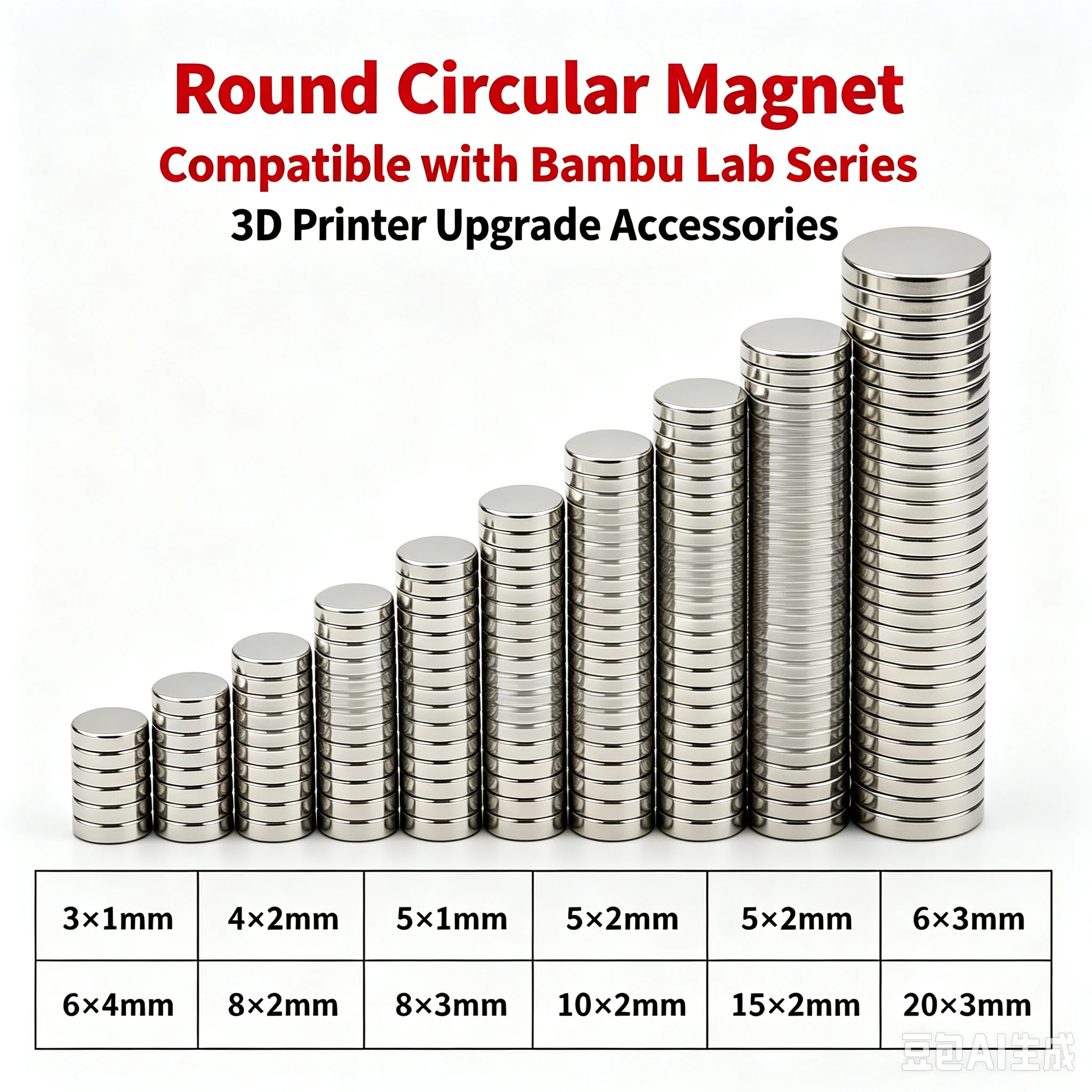 Round Circular Magnet DIY Mod Parts Compatible All Bambu Lab Series 3D Printer Upgrade Accessories