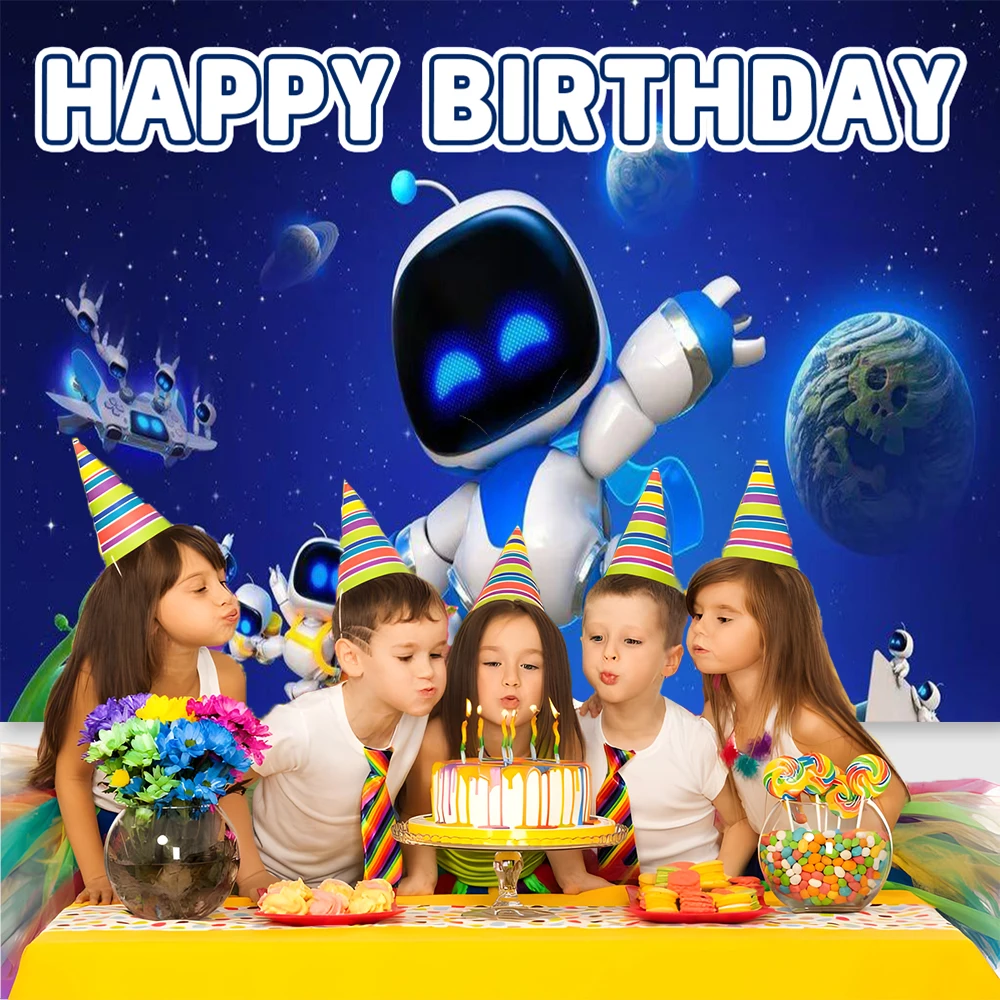 Novo jogo-Astro Bot tema crianças festa de aniversário balão banner fundo bolo topper decoração bebê menino fontes de festa presentes