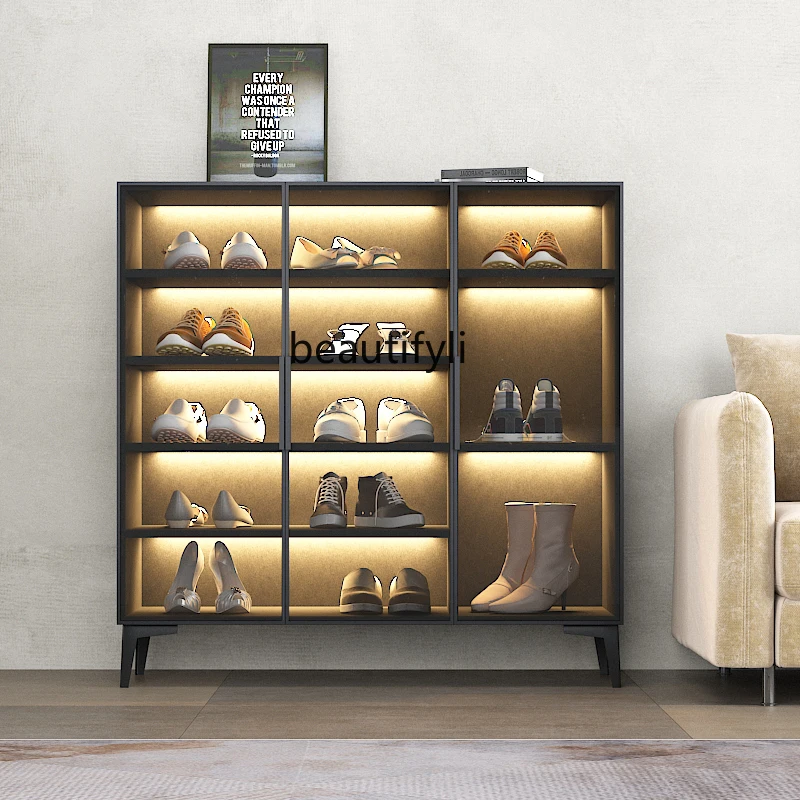 

Домашний шкаф для обуви, домашний современный минималистичный стеллаж со стеклянной дверью, вместительный многоуровневый входной шкаф