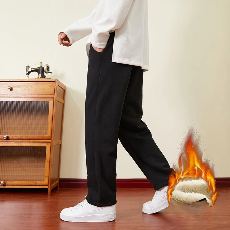 하라주쿠 바지 남성용 겨울 플리스 두꺼운 따뜻한 스웨트팬츠 루즈핏 캐주얼 조거 헤비웨이트 양털 스트리트웨어 빈티지 스타일