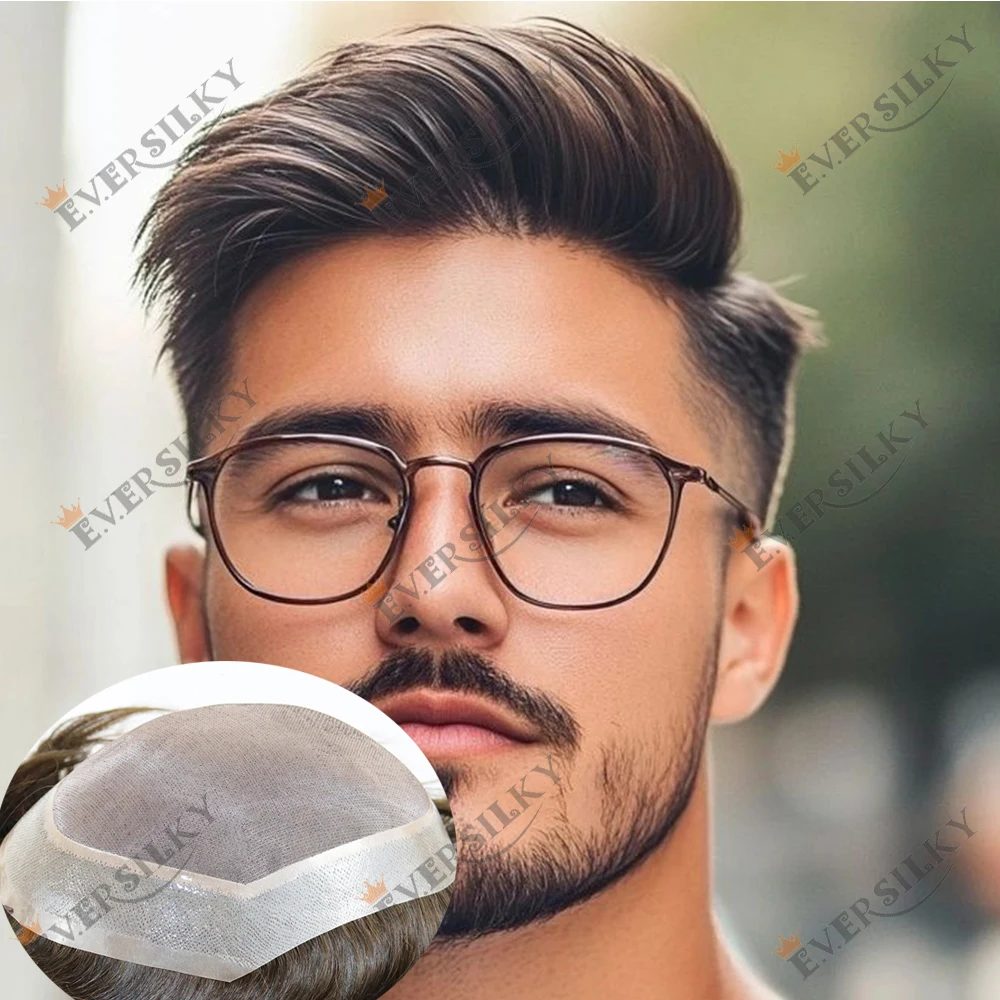 

Vloop Natural Hairline PU&Mono Swiss Lace Blonde Black 100% Human Hair Toupee Prosthetic Hair Units Replacement Cheapest System