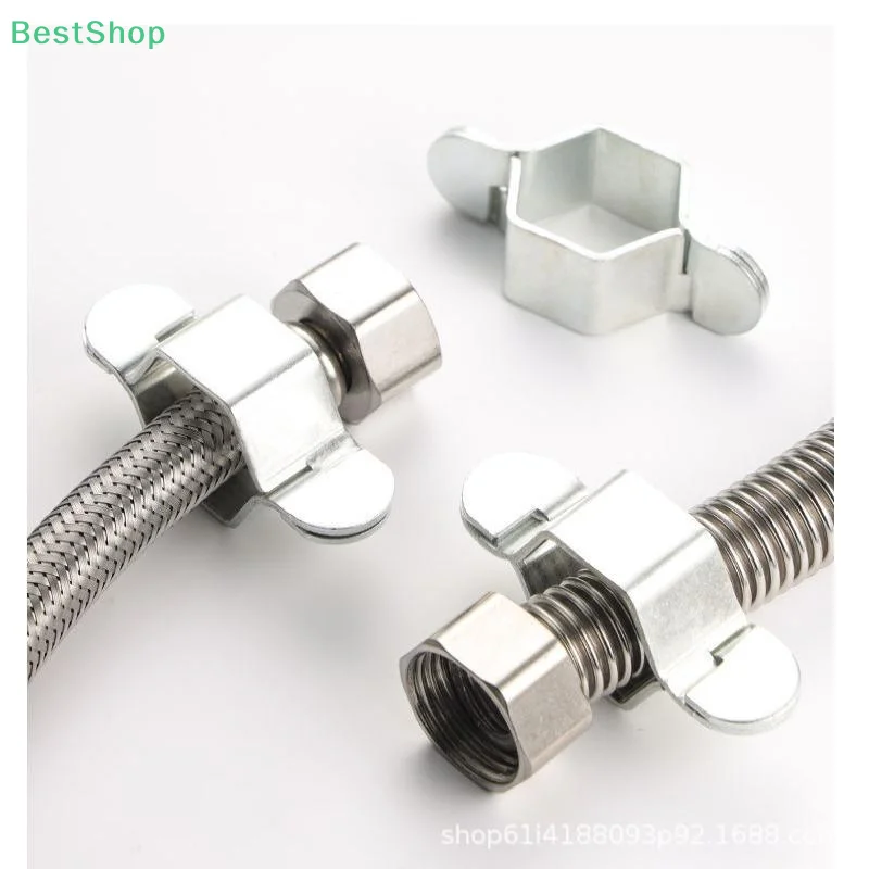 1/5/10 Pcs Silver Iron 4-Point Corrugated Pipe Hexagon Nut Wrench Repair Tool Detachable Kitchen Faucet Tap Inlet Hose Wrench