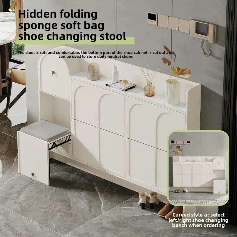 American retro shoe cabinet, ultra-thin household door against the wall French tipping bucket extremely narrow