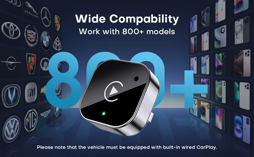 Kabelloser CarPlay-Adapter und Android Auto-Dongle, schnelle automatische Verbindung, kompakter Plug-and-Play-Kabelloser CarPlay-Konverter für iPhone und Android, USB/USB-C, keine Verzögerung, nahtlose Wiederverbindung (Schwarz) – Detail 5