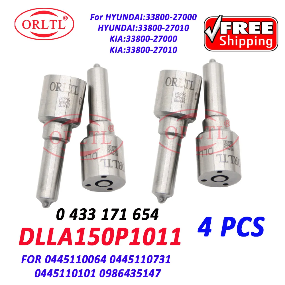 4 PCS DLLA150P1011 Fuel Injector Nozzle 0 433 171 654 Diesel Injector 0445110101 for HYUNDAI 33800-27000 0445110731 ORLTL