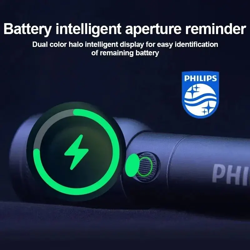 Philips 6168 Optical Zoom Flashlight Type-C Portable Flashlight With 4 Lighting Modes For Self Defense Camping Torch Light image 3