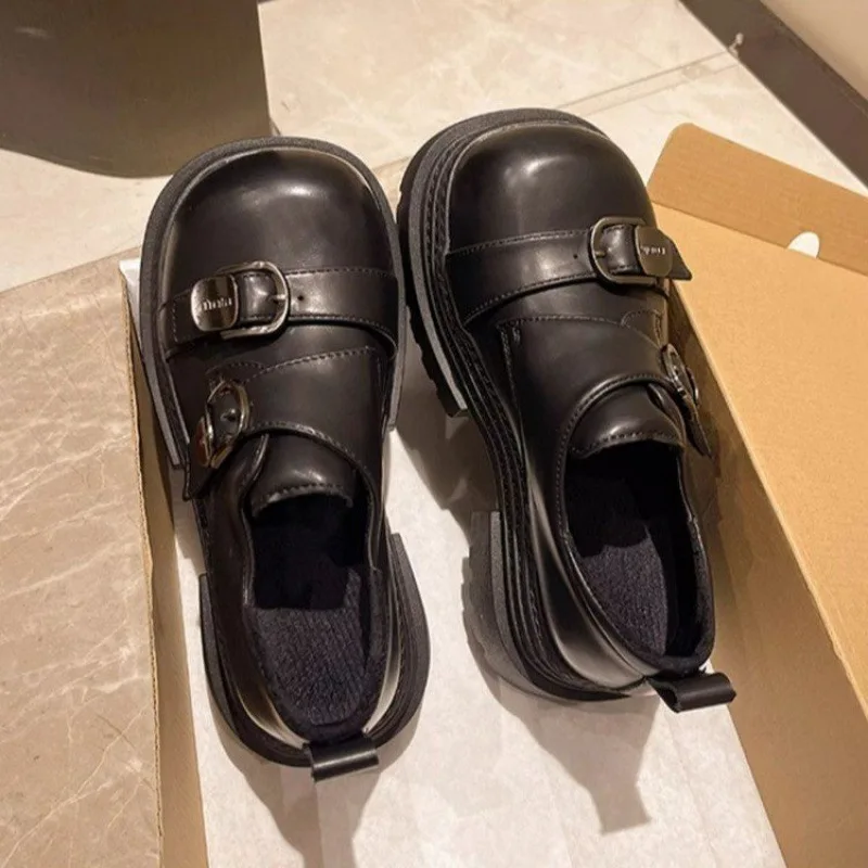 حذاء بدون كعب ذو نعل سميك لعام 2025 للنساء، على الطراز البريطاني القديم ماري جينس، حذاء مكتنز مريح بنعل ناعم، موضة ربيع الخريف #4