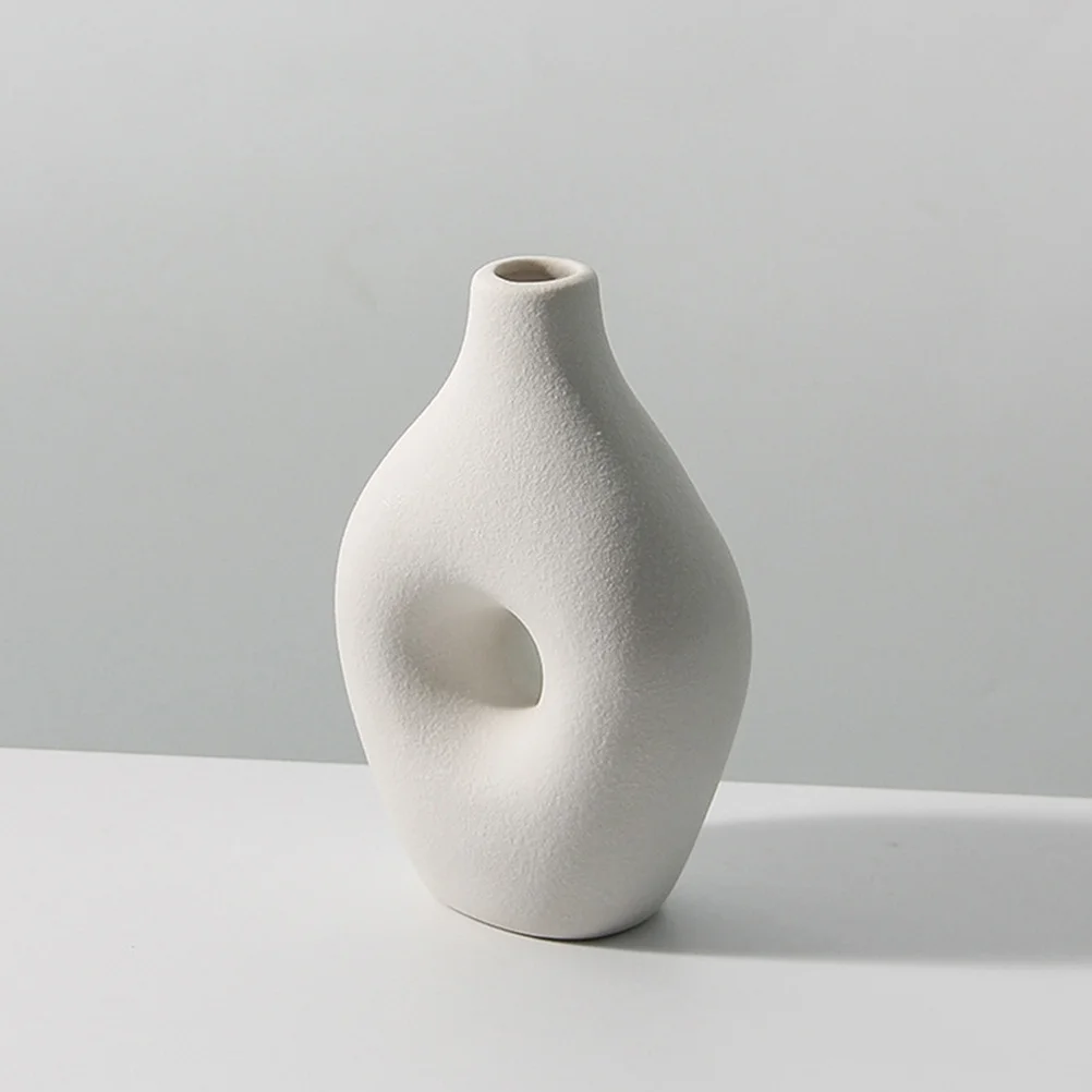 

1Pcs Hollow Ceramic Vase Premium Quality Simple Design for Home Office Decor Flower Arrangement Pot Small Fresh Bouquets Holder