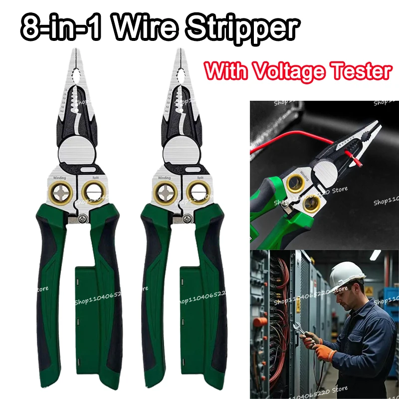 

Новый многофункциональный инструмент 8-в-1 для зачистки проводов с тестером напряжения, ручной инструмент для ремонта электрических кабелей и разборки цепей